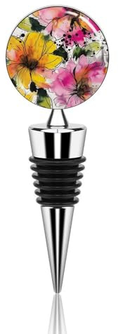 Bright Floral Print Bottle Stopper Beverage Bottle Sealer Reusable Wine Stopper Personalised Champagne Stopper Unique Wine Bottle Corks Keep Fresh Suitable for Standard