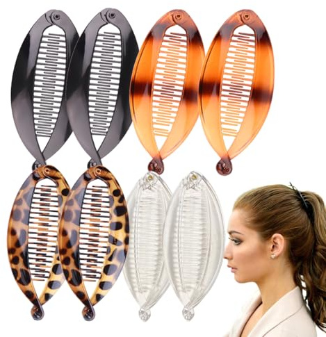 XYTAHDM 4 pinzas para el cabello de plátano,banana clip, peines grandes vintage de plátano,clip de cola de caballo,para mujeres y niñas