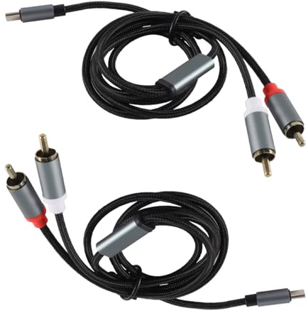 Gorise Cavo audio USB tipo C a 2, 2 pezzi, cavo splitter a Y USB tipo C maschio a maschio, in nylon intrecciato, rosso e bianco, 1 m
