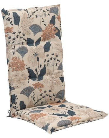 Generisch Gartenstuhlauflage - Creme - Blau - Hochlehner - mit Stehsaum