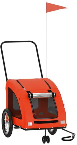 vidaXL Fahrradanhänger für Hunde Orange Oxford-Gewebe und Eisen