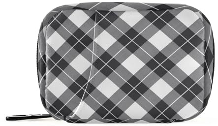 Pill Organizer Weekly Plaid Zipper Pill Case for Travel Medication Container Pills Box 7 Day Charcoal Black