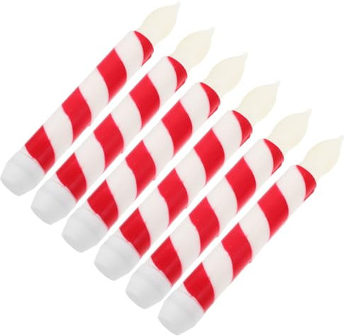 DIYEAH 6 Pezzi Lollipop a Candela Candele Finte Candele Natalizie Senza Coniche a Batteria Bianche Tremolanti Senza Coniche Pp