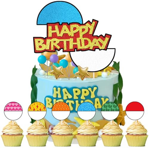 25 Stück Tortendeko Jungen Mädchen, Tortendekoration Cake Topper Set, Kuchen Deko Kindergeburtstag, Happy Birthday Topper für Kinder Geburtstag Party Kuchen Dekoration Supplies (Blau)