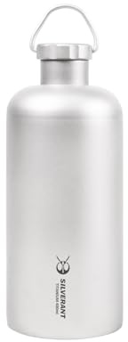 SILVERANT Titan-Wasserflasche, ultraleichte Campingflasche mit isolierender Thermohülle und Clip-Schleifenverschluss für Outdoor-Wandern und Sport (400 ml, schmaler Mund)