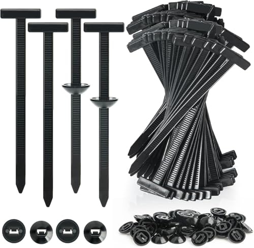 Fascette Plastica Universali, Nylon Universal Cable Tie Buckle, Fascette plastica nere con design a perno e bottone, Fibbie Universalis in Nylon per Cavi per fissaggio auto, Parafanghi（100 pezzi ）