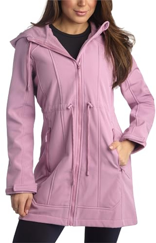 Reebok Womens Soft Shell Jacket - Lightweight Polar Fleece Lined Zip Up Hooded Jackets for Women Perfect for Fall Weather, Size Large, Orchid Pink