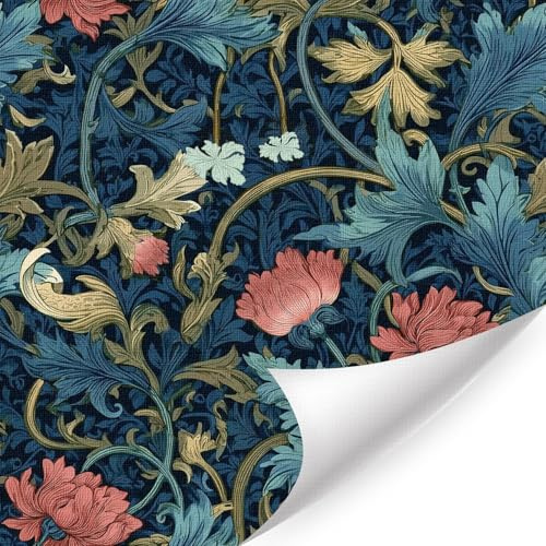 HPNIUB Art Nouveau Blume Blau Rosa Tapete Wohnzimmer Vintage Deko Aufkleber