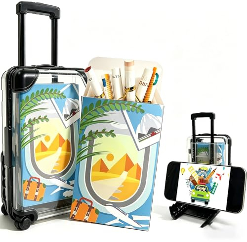 TTNBrizzel Mini Koffer Geschenkbox Geldgeschenk Reise Geldgeschenke Geburtstag Reisegutschein Geschenk Verpackung Deko-Koffer Handyhalterung Maße: [12,5 x 8 x 4.5cm]
