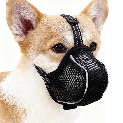 Maulkorb für Hunde,Weicher Netzmaulkorb für kleine, Mittelgroße und große Hunde, Trinken und schützt vor Beißen, Lecken & Kauen (XS)