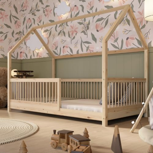 Crazy Pine Montessori Hausbett Crazy Folly 160x80 cm - Kinderbett aus Natur