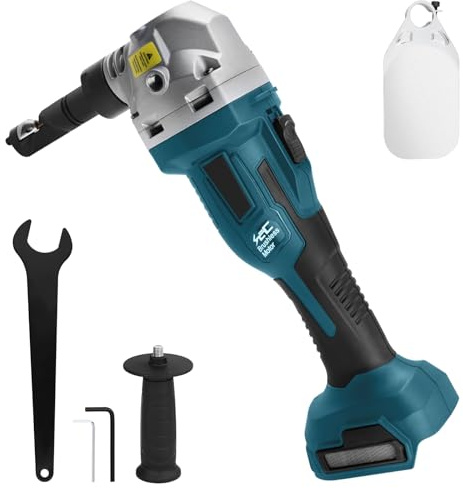 Knabber Blechknabber Kompatibel mit Makita Akku 18V, 800W Kabellose Blechnibbler mit Bürstenlos Motor, 2200U/min, 360° drehbarer Knabberkop Elektrische Blechschere für Edelstahl & Aluminium(ohne Akku)