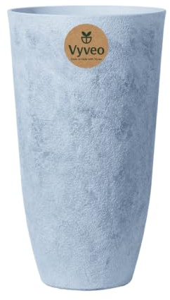 Vyveo - Blumentopf Tower - 35x61 - Hellgrau (Retro) - Blumentopf für den Innen- und Außeneinsatz - Übertopf - Pflanztopf - Pflanzgefäß
