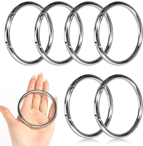 VUTYNKO 6 Stück Karabiner Rund, 75 mm Karabinerhaken Groß, Zinklegierung Schlüsselring Karabiner Ring für Schlüsselanhänger Taschen DIY Basteln