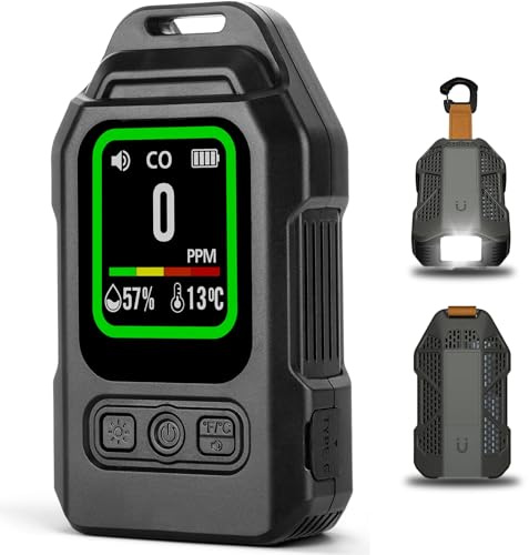 BLOGLOER 3 in 1 Tragbarer CO Melder mit Temperatur Luftfeuchtigkeit, Kohlenmonoxid Melder mit TFT Bildschirm, Upgrade CO Warner Kohlenmonoxidmelder mit Magnetischer Rückseite