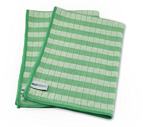 TURBO PRODUKTE Bambus Geschirrtücher in Grün - antibakteriell & waschbar- fusselfreies Fasertuch - 2er Set für Gastronomie und Haushalt