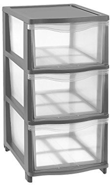 Tontarelli Cassettiera modulare a 3 cassetti Medi Cover Line, 26,8x37x43,6cm, Colore Trasparente e Grafite