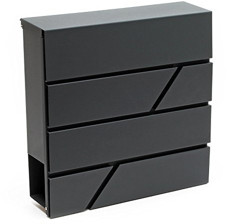 Wiltec Cassetta postale V14 con vano portagiornale, verniciata a polvere, antracite