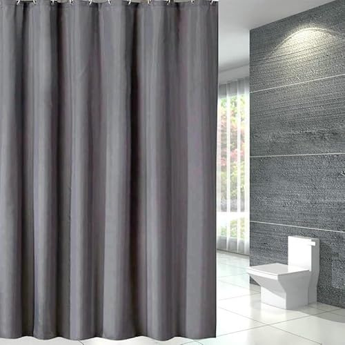 Bishilin duschdraperi 100 x 200 antracit, badkar gardin textil duschdraperi antimögel vattentät modern enfärgad badrumsgardin mörkgrå