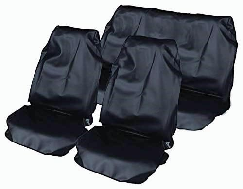 AUTO HIGH Car Seat Covers Full Set, Waterproof Nylon Seat Protector, Universal Fit Front & Rear Auto Seat Covers for Most Car Van SUV Truck, Black