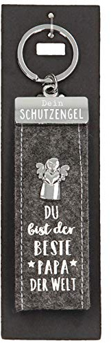 Depesche 10890.014 Schlüsselanhänger aus Filz, mit Schutzengel und Aufschrift, Du bist der beste Papa der Welt, grau, ca. 15 cm
