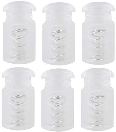sourcing map 6pcs Plastic Cord Locks Stopper End Spring Stop Single Hole Toggle Fastener Stopper Rope End for Drawstrings Clothing, Shoelaces, Bags, Camping, Clear