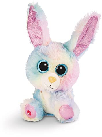 NICI Glubschis: Das Original – Rainbow Candy 15 cm – Kuscheltier Hase mit großen Augen – Flauschiges Plüschtier mit Glitzeraugen – Schmusetier für Kuscheltierliebhaber – 45561