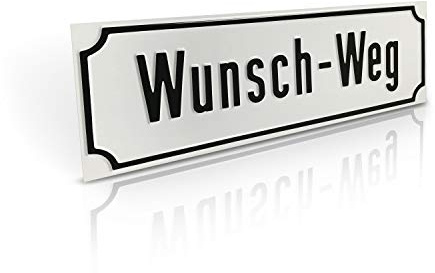 Betriebsausstattung24 Straßenschild mit Wunschtext Prägung personalisiert | 40,0 x 13,0 cm Aluminium weißes Schild schwarze Schrift Nostalgisch Wegschild