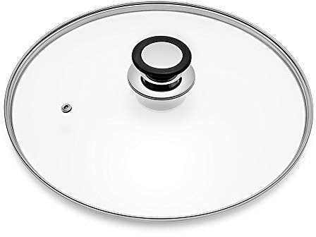 Glass Lid for Frying Pan, Fry Pan, Skillet, Pan Lid with Handle Coated in Silicone Ring,9.5/24cm, Clear