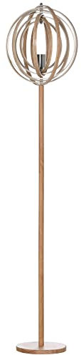 HOMCOM Lampadaire sur Pied Circulaire 40 W Max. Abat-Jour bois naturel clair dim. Ø 38 x 160 cm Beige
