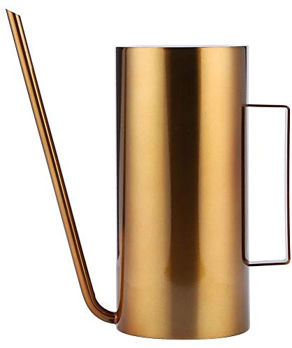 1,5 l Edelstahl-Gießkanne mit langem Auslauf für Zimmerpflanzen im Außen- und Innenbereich (Gold)