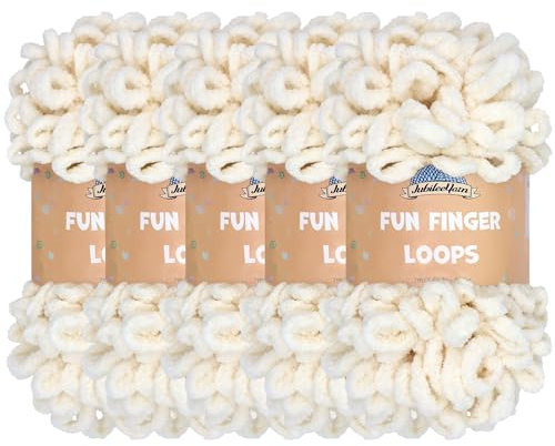 JubileeGarn med roliga fingerslingor – jumbo polyester – 100 g/skein – elfenben – 5 nystan