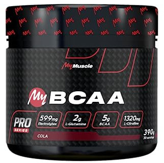 MyMUSCLE - My BCAA - Acides Aminés BCAA en Poudre Label Kyowa Quality® + L-Glutamine + L-Citrulline + Electrolytes - Cola 390g - 30 Portions