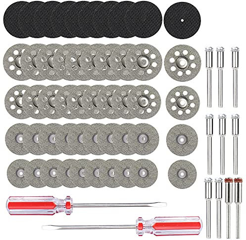 Diamond Cutting Disc Circular Saw Blade 62pcs 3.0mm Shank Mini Saw Blade Metal Cut off Wheel Disc for Rotary Tools
