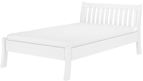 Erst-Holz®Weißes, breites Einzelbett 120x200 Kiefer massiv V-60.61W-12Federholzrahmen und Matratze inkl.