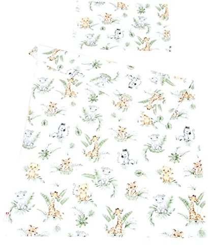 Babylux Bettwäsche Bezug 2 TLG. 100 x 135 cm / 90 x 120 cm Kinderbettwäsche Bettwäsche Kind Bettset Baby Babybettwäsche (124. Africa_Tiere, 100 x 135 cm)