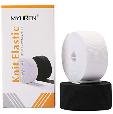 MYUREN Gummibänder zum Nähen |2er Set| 40mm breit | 9m | Elastisches Band für Nähen und Haushalt DIY Handwerk (Schwarz & Weiß)