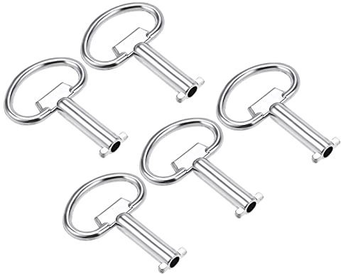 QUARKZMAN 5,5mm Agujero Diámetro Eléctrico Gabinete Llave x 5uds Zinc Aleación Agua Medidor Caja Interruptor Seguridad Llave para Triangular Panel Cerradura, Plata