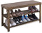SMIBUY Panca portascarpe in bambù, 86 x 28.5 x 45.5 cm, ripiano portascarpe a 3 livelli per ingresso, corridoio, bagno, soggiorno (Noce)