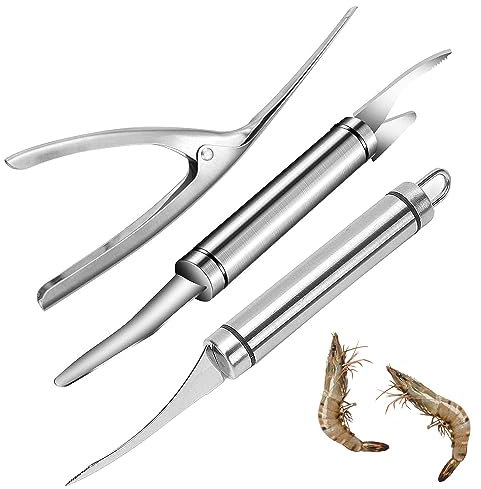 LATRAT 3 piezas 5 en 1 multifuncional Shrimp Line Fish Maw Knife, pelador multiusos, cuchillo de línea para limpiar el corte del intestino de los camarones