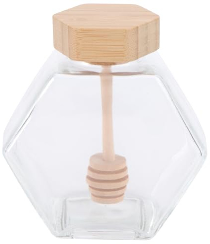 PRETYZOOM 220 Ml Einmachglas Für Zuhause Küche Frühstücksgläser Mit Deckel Und Löffel Honigglas Mit Honigtopf Aus Dierglas Bienenhonigtopf
