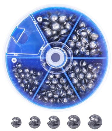 100 Stück Bleischrot Angeln mit Aufbewahrungskiste, Herausnehmbare Blei Gewicht, 5 Größen Schrotblei Set (0.3g/0.5g/0.6g/0.8g/1g) in Sortimentsdose