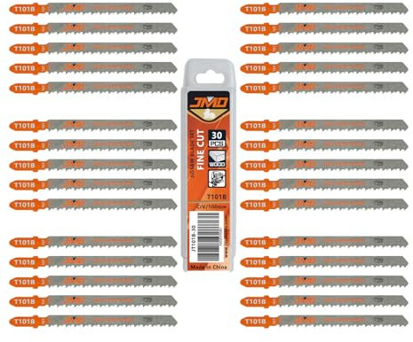 JMD 30-Piece T101B 4 Inch 10TPI Jigsaw Blades T Shank for Wood Jig Saw Blade Set Jig Saw Blades for Plastic Compatible with RYOBI Milwaukee Makita Bosch DeWalt etc