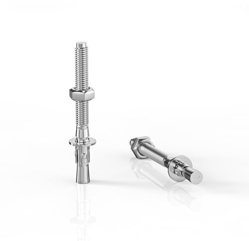 ORTAVA 10 Stück Schwerlastdübel M8 x 80mm, Bolzenanker M8 Edelstahl, Schwerlastanker, Edelstahl A2 V2A, mit Unterlegscheiben und Muttern, für Maschinen, Geländer