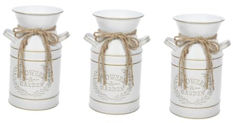 INOOMP 3pièces Seau à Vintage Galvanisé Planteur pour Décoration Intérieure Et Extérieure pour Fraîches Et Arrangements Floraux Pot à Lait Élégant pour Maison Bureau Restaurant