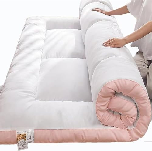 HACSYP Faltbare Matratze, Boden-Futon-Campingmatratze, japanische tragbare Rollmatratze for Schlafen, for Camping im Schlafsaal mit Liegebett(White,150 * 200cm)