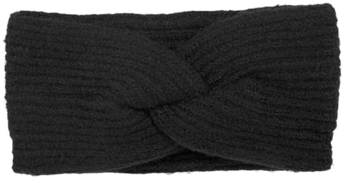 styleBREAKER Damen Strick Stirnband Rippenmuster Twist Knoten, Schwarz | 22 cm elastische Bundweite (dehnbar für 51-58 cm Kopfumfang), 11 cm breit. Wärmender Ohrenwärmer, Mützen-Ersatz für Winter.