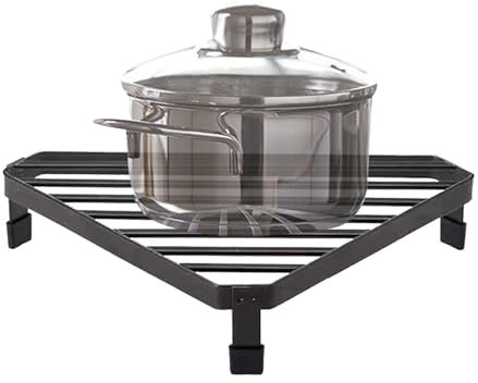 Organizzatore da banco da cucina ad angolo, alzatore angolare da cucina, supporto per pentola treppiede, angolo per padella triangolare antiscivolo moderno, salvaspazio per la zona caffè