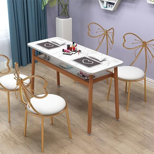 Moderner Kunst-Maniküretisch mit offenem Regal, Nageltechnik-Arbeitsplatz für Schönheitssalon, Spa, Zuhause und Maniküre-Shop, Holz-Make-up-Schreibtisch mit Nageltisch und Stuhl-Kombination,