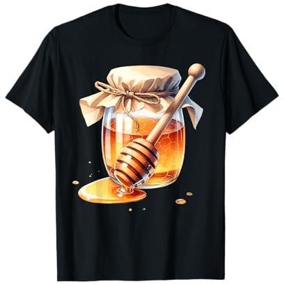 Pot à miel sucré avec cuillère rustique et charmant thé de l'après-midi T-Shirt
